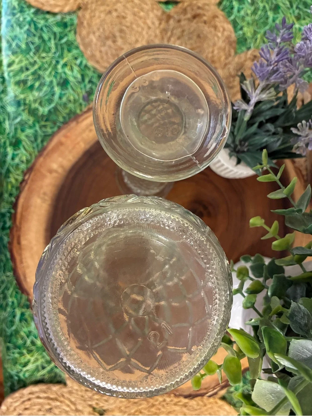 Clear Diamond-Texture Glass Bud Vases - Set of 2
